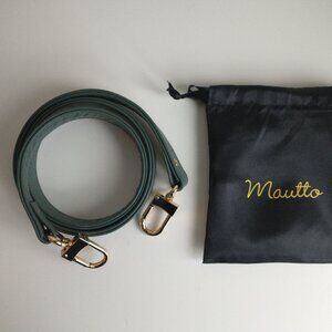 NWOT Mautto Accessories, 40-inch Leather Crossbody Strap, Green/Gold